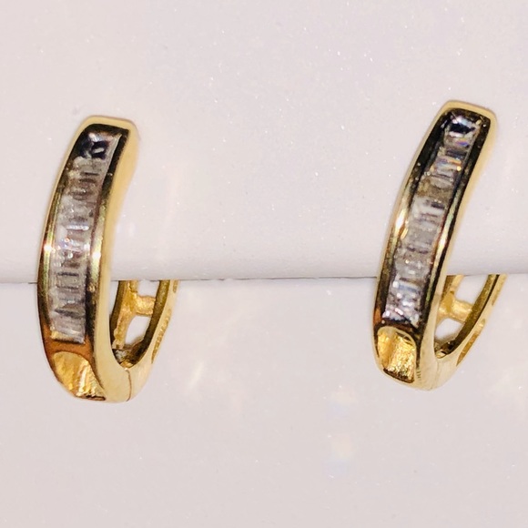 Other - REAL DIAMOND Baguette Hoops NOT CZ NOT FAKE SALE!